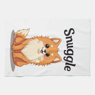 Vintage Kuschel Pomeranian Süße Hund Illustration Geschirrtuch