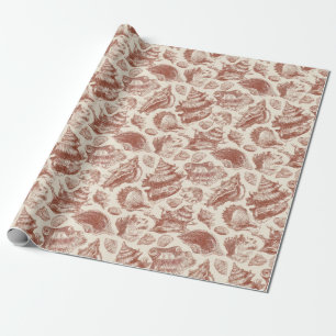 Vintage Küsten-Muschel-Toile in warmen Erdtönen Geschenkpapier