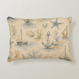 Vintage-Küstenaquarell-Kissen Dekokissen