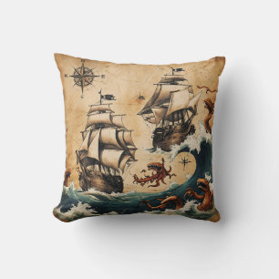 Vintage Küstenkarte Nautical Throw Kissen