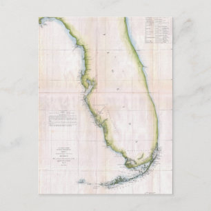 Vintage-Küstenkarte von Florida Postkarte