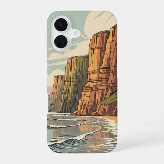 Vintage Küstenklippen iPhone 16 Hülle (Rückseite)