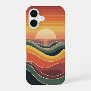 Vintage Küstenlandschaft bei Sonnenuntergang iPhone 16 Hülle