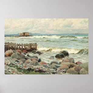 Vintage-Küstenlandschaft Felsige Küsten Öl-Kunst Poster