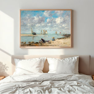 Vintage Küstenlandschaft Segelboote am Meer Leinwanddruck