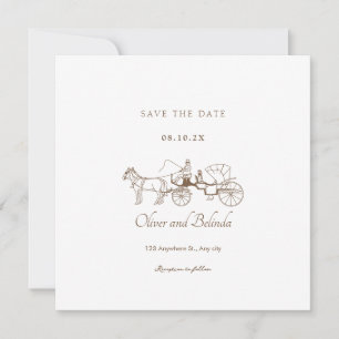 Vintage-Kutsche minimalist elegante Hochzeit Save The Date