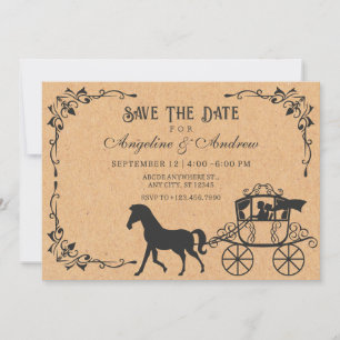 Vintage Kutsche mit Pferd Save The Date