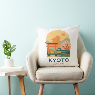 Vintage Kyoto Japan Minimalistische Reise-Wurfkiss Kissen