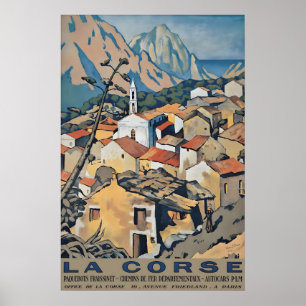 Vintage La Corse Reiseposter Druck, Französisch Poster