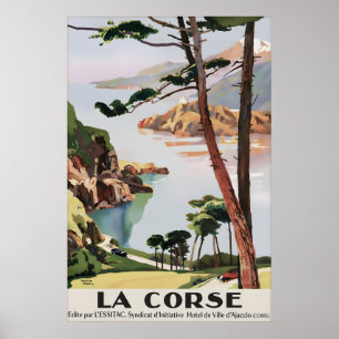 Vintage La Corse Reiseposter Druck, Korsika Poster