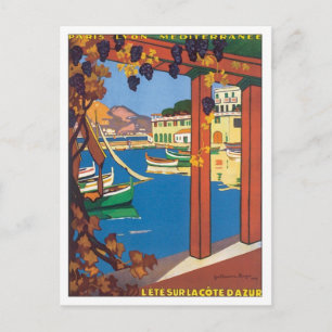 Vintage La Cote D'azur Postkarte