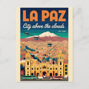 Vintage La Paz Bolivien Stadtlandschaft Retro-Reis Postkarte