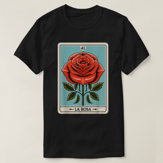 Vintage La Rosa Bingo Card Rose Design Tee (Design vorne)