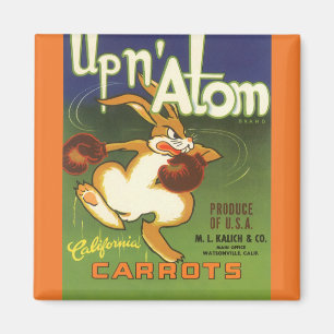 Vintage-Label-Art-Boxing-Kaninchen, Up n Atom Karo Magnet