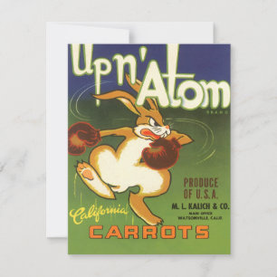 Vintage-Label-Kunst Boxen-Hase, Up n Atom Karotten