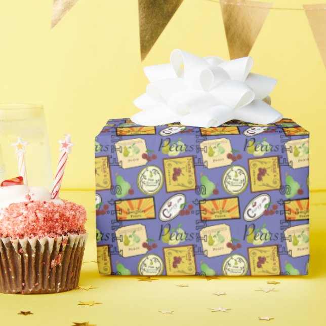 Vintage Labels Orange Yellow Geschenkpapier (Geburtstagsparty)