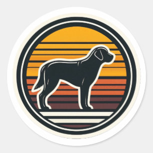 Vintage Labrador Retriever Retro Sonnenuntergang H Runder Aufkleber