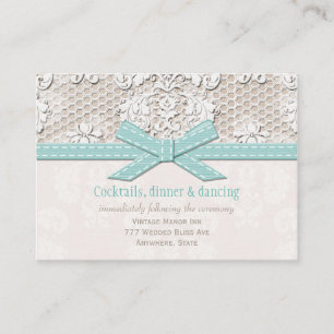 Vintage Lace Blue Wedding Reception Enclosure Card Begleitkarte