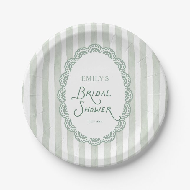 Vintage Lace Bridal Shower  Pappteller (Vorderseite)