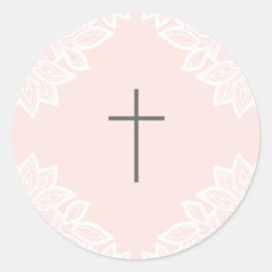 Vintage lace cross baptism stickers