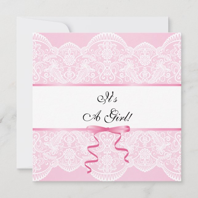 Vintage Lace Girl Babydusche Einladung (Vorderseite)