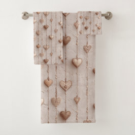 Vintage Lace Heart Strings Badhandtuch Set