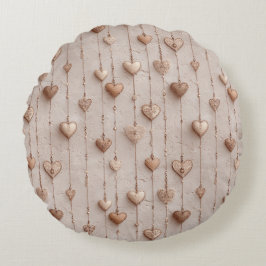 Vintage Lace Heart Strings Rundes Kissen