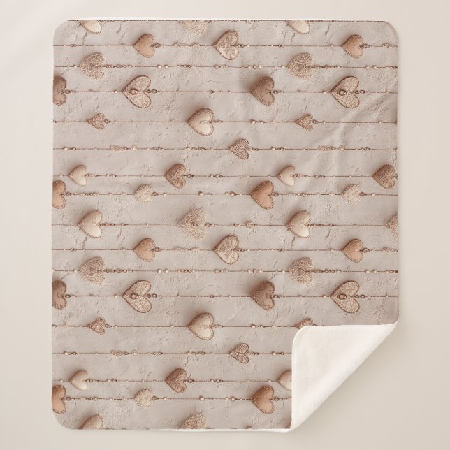 Vintage Lace Heart Strings Sherpadecke (Vorderseite)