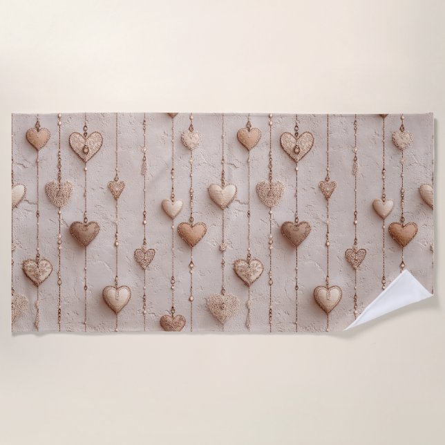 Vintage Lace Heart Strings Strandtuch (Vorderseite)