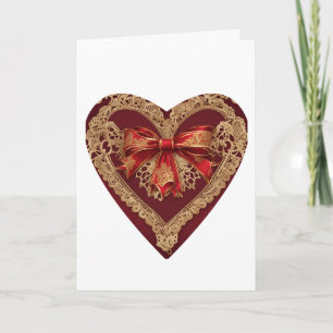 Vintage Lace Red Valentine's Day Heart Card Karte