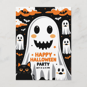 Vintage lächelnde Geister Halloween-Party Feiertagspostkarte