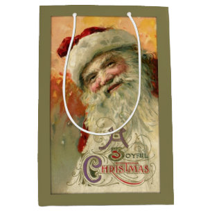 Vintage lächelnde Sankt personalisiert Mittlere Geschenktüte