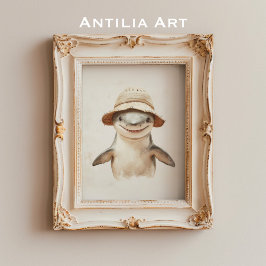 Vintage Lächelnde Weißhaie Malerei Meeresfische Poster