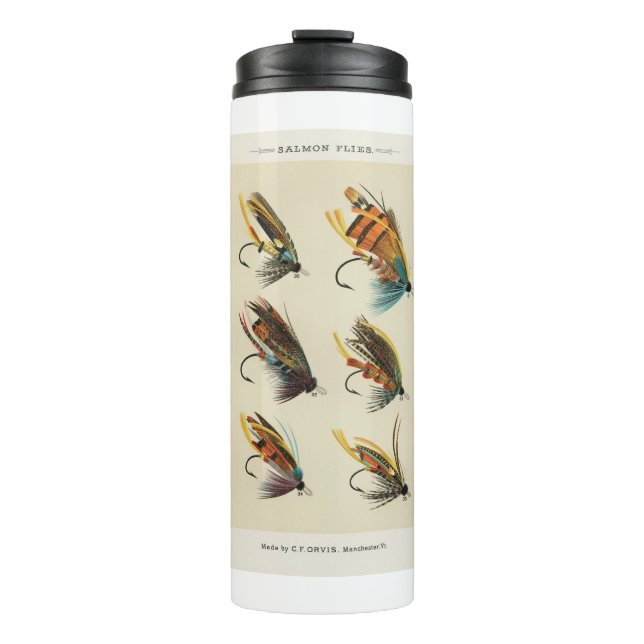 Vintage Lachsfliegen, Insekten, Natur, Insekten Thermosbecher (Vorderseite)