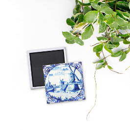 Vintage Lackierung von Delft Blue Tile Magnet