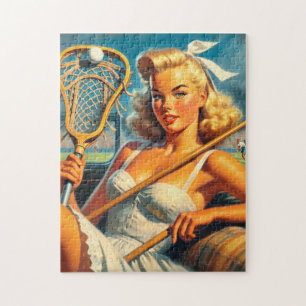 Vintage Lacrosse Girl Puzzle