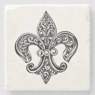 Vintage Lacy Schwarzweiss-Lilie Steinuntersetzer