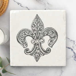 Vintage Lacy Schwarzweiss-Lilie Steinuntersetzer