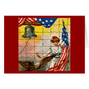 Vintage Lady, Adler, Flag und Liberty Bell Mosiac