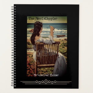 Vintage Lady am Meer Zitat Schwarzes Journal Planer