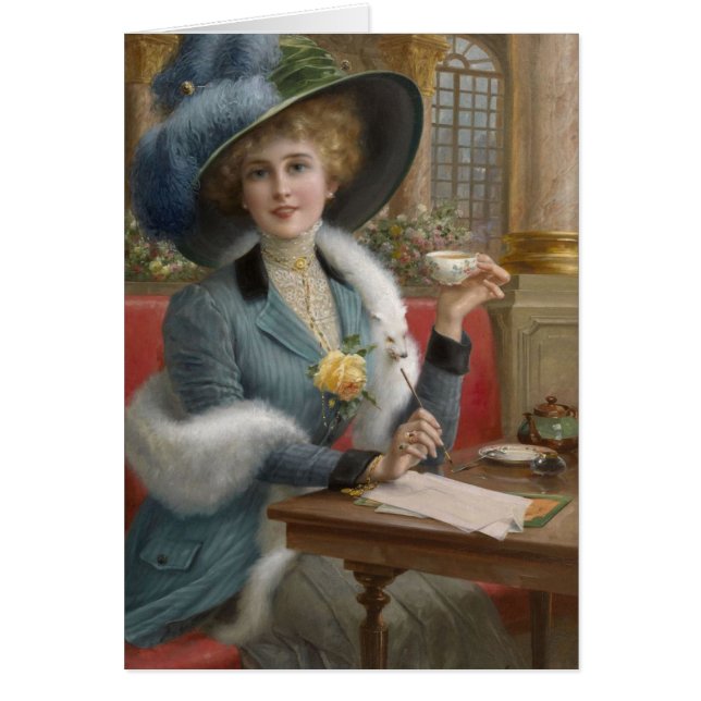 Vintage Lady an einem Schreibtisch, (Vorne)