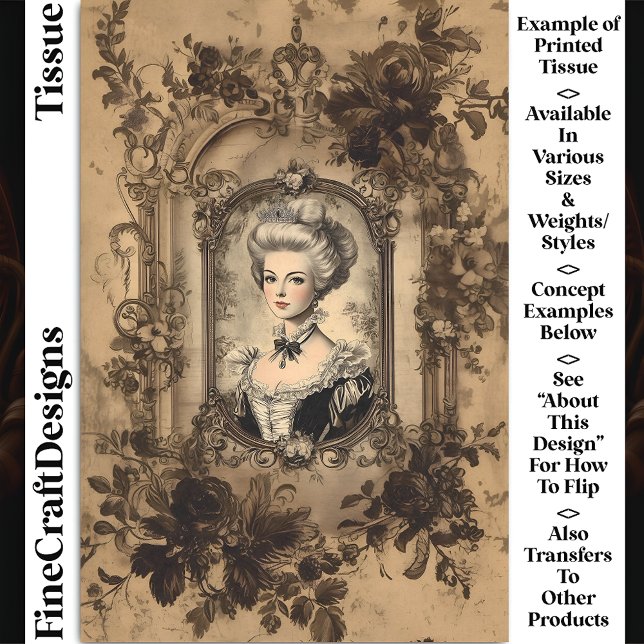 Vintage Lady Baroque Rahmen Sepia CW9L Decoupage Seidenpapier (Von Creator hochgeladen)