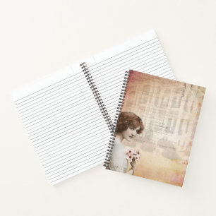 Vintage Lady Blume Spiral Notebook - elegant Notizbuch