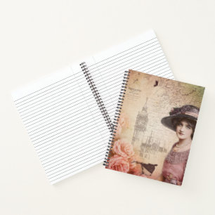 Vintage Lady Blume Spiral Notebook - elegant Notizbuch