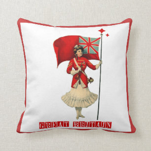 Vintage Lady & Britische Flagge Kissen
