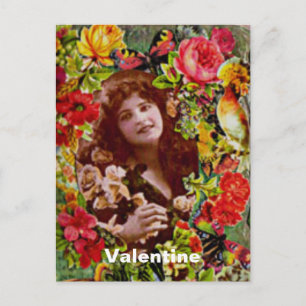 Vintage Lady Cameo in Rose Feiertagspostkarte