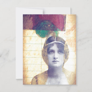 Vintage Lady Collage in gemischten Medien Postkarte