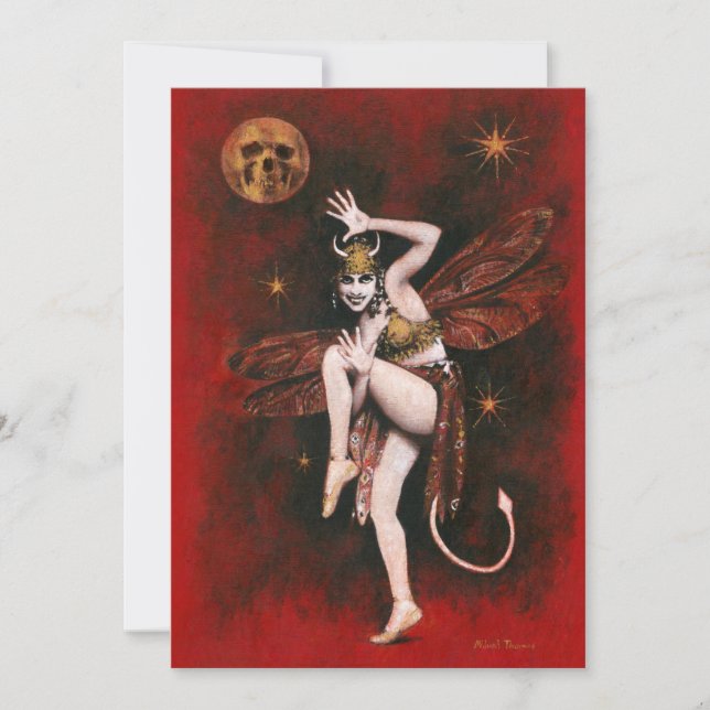 Vintage Lady Dancing Devil Grußkarte Dankeskarte (Vorderseite)