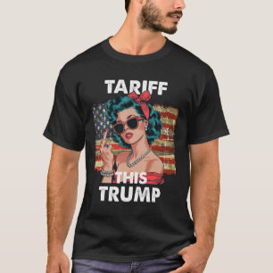 Vintage Lady, die den Mittelfinger-Tarif dafür gib T-Shirt