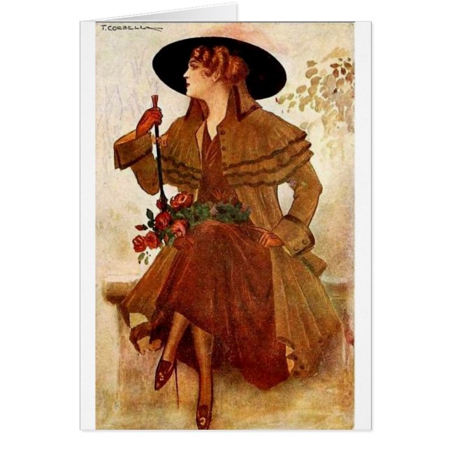 Vintage Lady Gewartet auf einer Bank, (Vorne)